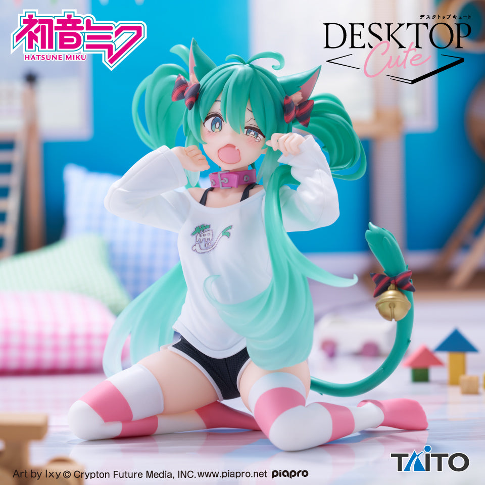 [In Stock] Hatsune Miku – Desktop Cute Figure (Cat-Eared T-Shirt Ver.) by TAITO